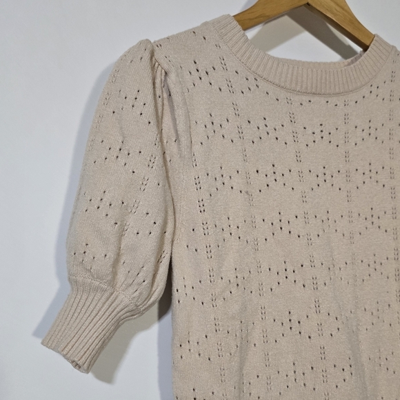 Cream Puff Short Sleeve Cottagecore Knit Sweater - Picture 4 of 8